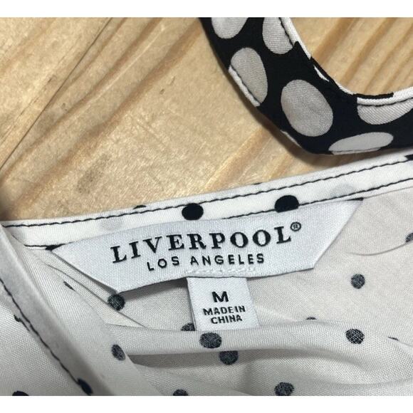 NWT Liverpool Los Angeles Women Black/ White Polka Dot Long Sleeve Blouse Size M - Picture 8 of 9